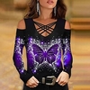 Chemise Chemisier Femme Noir Blanche Jaune Floral Papillon Découpé Imprimer manche longue Casual Vacances basique Col V Normal Standard Fleur Papillon S miniinthebox