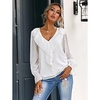 Chemise Chemisier Femme Noir Blanche Plein A Volants manche longue Casual basique Col V Normal Standard S miniinthebox