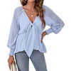 Chemise Chemisier Femme Noir Blanche Rose Claire Plein Lacet manche longue Casual basique Col V Normal Standard S miniinthebox