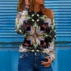 Chemise Chemisier Femme Noir Jaune Rouge Floral Découpé Imprimer manche longue Casual Vacances basique Col Rond Normal Standard Fleur S miniinthebox