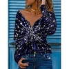 Chemise Chemisier Femme Rose Claire Bleu Violet Etoile Quarter Zip Imprimer manche longue Casual basique Col V Normal Standard S miniinthebox