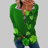Chemise Chemisier Femme Vert herbe Noir Jaune Feuille Quarter Zip Imprimer manche longue Casual Vacances basique Col V Normal Standard Fleur S miniinthebox