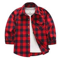 Chemise Enfants Garçon Plaid Ecole manche longue Actif 3-13 ans Hiver Rouge miniinthebox