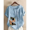 Chemise Femme du"idien Vacances Fin de semaine Abeille Manches Courtes Bouton Imprimer Col Rond Vert Blanche Bleu Hauts Ample S miniinthebox
