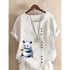 Chemise Femme du"idien Vacances Fin de semaine Animal Manches Courtes Bouton Imprimer Col Rond Vert Blanche Bleu Hauts Ample S miniinthebox