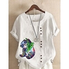 Chemise Femme du"idien Vacances Fin de semaine Animal Manches Courtes Bouton Imprimer Col Rond Vert Blanche Bleu Hauts Ample S miniinthebox