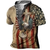 Chemise Henley Shirt Tee T shirt Tee Homme 3D effet Graphic Aigle Grande Taille Mao Bouton bas Imprimer Manches Courtes du"idien Des sports Extérieur Standard Polyester Design basique Casual miniinthebox