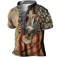 Chemise Henley Shirt Tee T shirt Tee Homme 3D effet Graphic Aigle Grande Taille Mao Bouton bas Imprimer Manches Courtes du"idien Des sports Extérieur Standard Polyester Design basique Casual miniinthebox