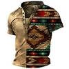Chemise Henley Shirt Tee T shirt Tee Homme 3D effet Graphic Géométrie Grande Taille Mao Bouton bas Imprimer Manches Courtes du"idien Des sports Extérieur Standard Polyester Design basique Casual miniinthebox