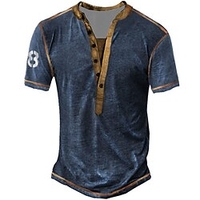 Chemise Henley Shirt Tee T shirt Tee Homme 3D effet Graphic Grande Taille Henley Bouton bas Imprimer Manches Courtes du"idien Des sports Extérieur Standard Polyester Design basique Classique miniinthebox