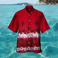 Chemise Homme Arbre Col rabattu 3D Bouton bas Manches Courtes Plein Air Décontractée du"idien Standard Mélange de Coton Décontractée Mode Confortable miniinthebox