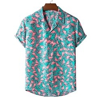 Chemise Homme Autres imprimés Flamant Normal Col Classique 1 pc Imprimer Manches Courtes Décontractée Vacances Ample Polyester Tropique Plage miniinthebox