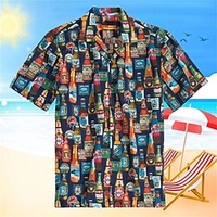Chemise Homme Bière Col rabattu 3D Bouton bas Manches Courtes Plein Air Décontractée du"idien Standard Mélange de Coton Décontractée Mode Confortable miniinthebox