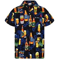 Chemise Homme Bière Col rabattu 3D Bouton bas Manches Courtes Plein Air Décontractée du"idien Standard Mélange de Coton Décontractée Mode Confortable miniinthebox
