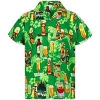 Chemise Homme Bière Col rabattu 3D Bouton bas Manches Courtes Plein Air Décontractée du"idien Standard Mélange de Coton Décontractée Mode Confortable miniinthebox