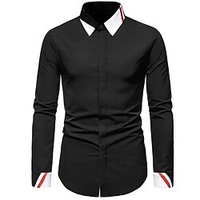 Chemise Homme Bloc de couleur Col rabattu Bouton bas Manches Longues Plein Air Décontractée du"idien Standard Mélange de Coton Décontractée Mode Confortable miniinthebox