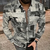 Chemise Homme Bloc de couleur Col rabattu Bouton bas Manches Longues Plein Air Décontractée du"idien Standard Mélange de Coton Décontractée Mode Confortable miniinthebox