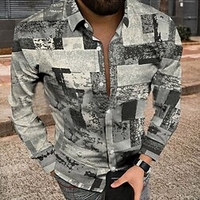 Chemise Homme Bloc de couleur Col rabattu Bouton bas Manches Longues Plein Air Décontractée du"idien Standard Mélange de Coton Décontractée Mode Confortable miniinthebox