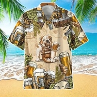 Chemise Homme Chien Col rabattu 3D Bouton bas Manches Courtes Plein Air Décontractée du"idien Standard Mélange de Coton Décontractée Mode Confortable miniinthebox