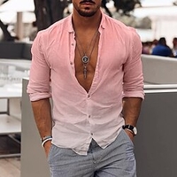 chemise homme col dégradé rue"idien boutonné imprimé manches longues hauts décontracté mode respirant confortable rose / automne / hiver miniinthebox
