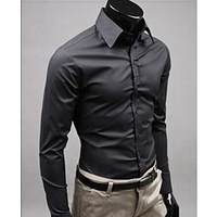 Chemise Homme Couleur Pleine Col de Chemise Manches Longues Mariage Formel Travail Mince Polyester Entreprise Vêtement de rue miniinthebox