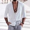 Chemise Homme Couleur Pleine Col en V Bouton bas Manches Longues Plein Air Décontractée du"idien Standard 100% Coton Décontractée Mode Respirable miniinthebox