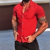 Chemise Homme Couleur Pleine Col rabattu Bouton bas Manches Courtes Plein Air Décontractée du"idien Standard 100% Coton Décontractée Mode Respirable miniinthebox