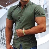 Chemise Homme Couleur Pleine Col rabattu Bouton bas Manches Courtes Plein Air Décontractée du"idien Standard 100% Coton Décontractée Mode Respirable miniinthebox