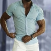 Chemise Homme Couleur Pleine Col rabattu Bouton bas Manches Courtes Plein Air Décontractée du"idien Standard 100% Coton Décontractée Mode Respirable miniinthebox