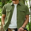 Chemise Homme Couleur Pleine Col rabattu Bouton bas Manches Courtes Plein Air Décontractée du"idien Standard 100% Coton Décontractée Mode Respirable miniinthebox