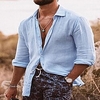 Chemise Homme Couleur Pleine Col rabattu Bouton bas Manches Longues Plein Air Décontractée du"idien Standard 100% Coton Décontractée Mode Respirable / Eté / Printemps / Eté miniinthebox