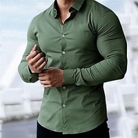 Chemise Homme Couleur Pleine Col rabattu Bouton bas Manches Longues Plein Air Décontractée du"idien Standard 100% Coton Décontractée Mode Respirable miniinthebox