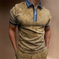 Chemise Homme Couleur Pleine Col rabattu Fermeture éclair Manches Courtes Plein Air Décontractée du"idien Standard 100% Coton Décontractée Mode Respirable miniinthebox