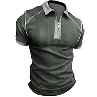 Chemise Homme Couleur Pleine Col rabattu Fermeture éclair Manches Courtes Plein Air Décontractée du"idien Standard 100% Coton Décontractée Mode Respirable miniinthebox
