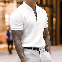 Chemise Homme Couleur Pleine Col rabattu Fermeture éclair Manches Longues Plein Air Décontractée du"idien Standard 100% Coton Décontractée Mode Respirable miniinthebox