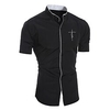 Chemise Homme Couleur Pleine Mao Bouton bas Manches Courtes Plein Air Décontractée du"idien Standard 100% Coton Décontractée Mode Respirable / Eté / Printemps / Eté miniinthebox