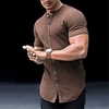 Chemise Homme Couleur unie Col Bouton bas Manches Courtes Plein Air Décontractée du"idien Standard Mélange de Coton Décontractée Mode Respirable / Eté miniinthebox