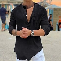Chemise Homme Couleur unie Col Bouton bas Manches Longues Plein Air Décontractée du"idien Standard Mélange de Coton Décontractée Mode Respirable / Eté / Printemps / Eté miniinthebox