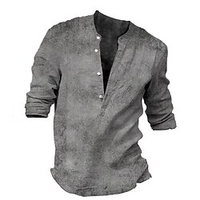 Chemise Homme Couleur unie Col en V Bouton bas Manches Longues Plein Air Décontractée Vacances Standard Polyester Décontractée Rétro Vintage Designer miniinthebox