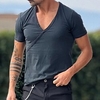 Chemise Homme Couleur unie Col en V Manches Courtes Plein Air Décontractée du"idien Standard Mélange de Coton Décontractée Mode Confortable miniinthebox