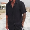 Chemise Homme Couleur unie Col rabattu Bouton bas Manches Courtes Plein Air Décontractée du"idien Standard Mélange de Coton Décontractée Mode Confortable miniinthebox