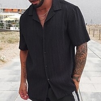 Chemise Homme Couleur unie Col rabattu Bouton bas Manches Courtes Plein Air Décontractée du"idien Standard Mélange de Coton Décontractée Mode Confortable miniinthebox