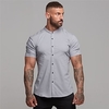 Chemise Homme Couleur unie Mao Bouton bas Manches Courtes Plein Air Décontractée du"idien Standard Mélange de Coton Décontractée Mode Confortable / Plage miniinthebox