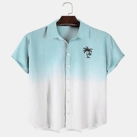 Chemise Homme Dégradé Col rabattu Bouton bas Manches Courtes Plein Air Décontractée du"idien Standard 100% Coton Décontractée Mode Respirable miniinthebox