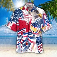 Chemise Homme Drapeau National Col rabattu 3D Bouton bas Manches Courtes Plein Air Décontractée du"idien Standard Mélange de Coton Décontractée Mode Confortable miniinthebox