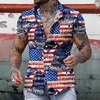 Chemise Homme Drapeau National Col rabattu 3D Bouton bas Manches Courtes Plein Air Décontractée du"idien Standard Mélange de Coton Décontractée Mode Confortable miniinthebox