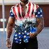 Chemise Homme Drapeau National Col rabattu 3D Bouton bas Manches Courtes Plein Air Décontractée du"idien Standard Mélange de Coton Décontractée Mode Confortable miniinthebox