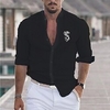 Chemise Homme Estampage à chaud Dragon Graphic Col Bouton bas Imprimer Manches Longues Plein Air Décontractée Vacances Standard Mélange de Coton Décontractée Mode Designer miniinthebox