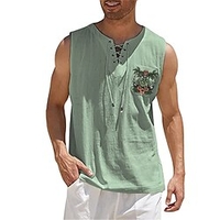 Chemise Homme Estampage à chaud Floral Graphic Cocotier Col en V Lacet Imprimer Manches Longues Plein Air Décontractée Vacances Standard Mélange de Coton Décontractée Mode Designer miniinthebox