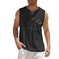 Chemise Homme Estampage à chaud Graphic Bière Col en V Lacet Imprimer Sans Manches Plein Air Décontractée Vacances Standard Mélange de Coton Design Décontractée Mode / Eté miniinthebox
